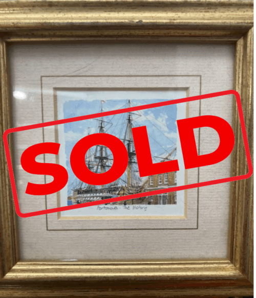 'Portsmouth - The Victory' Framed Print on Mini Easel
