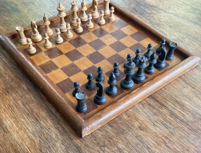 Antique wooden chess set