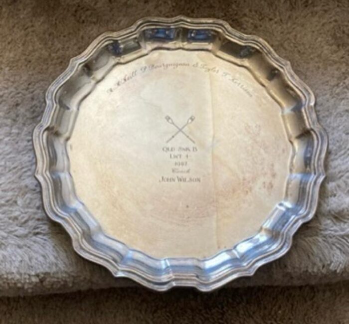 Silver plated rowing award tray