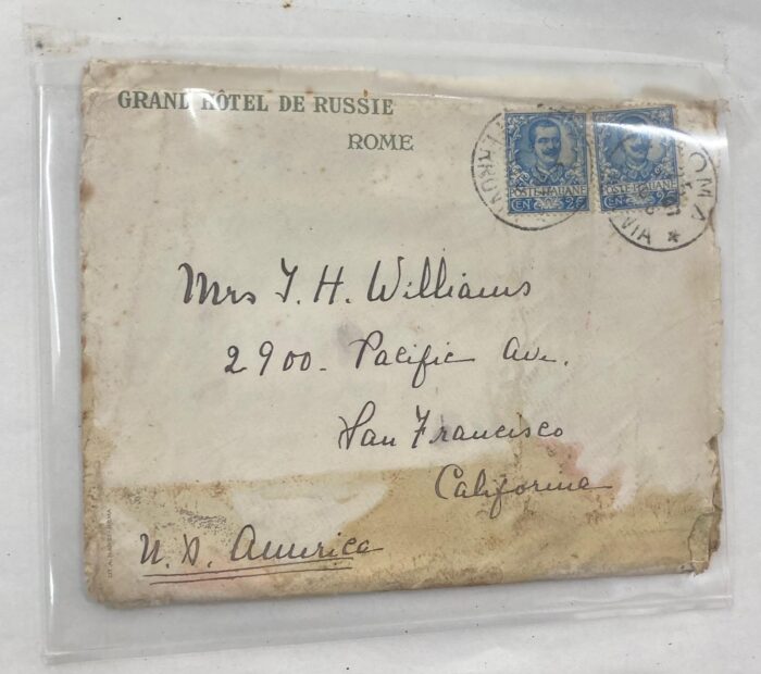 Rome to California letter and envelope early 20thc
