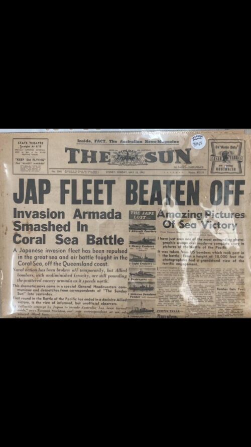 The Sun original newspaper the battle of the coral sea