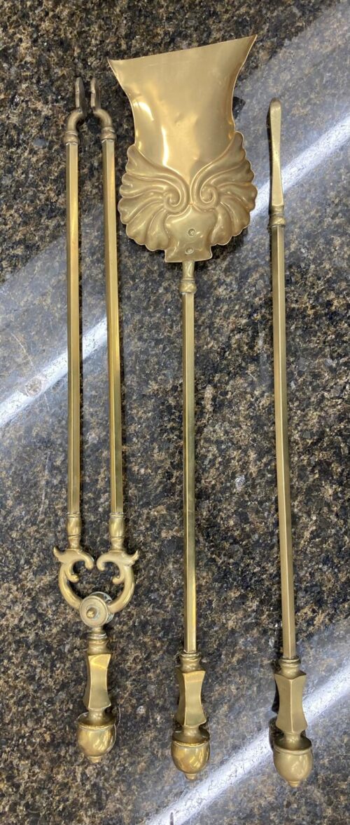 Rare 1880's set of brass fire irons