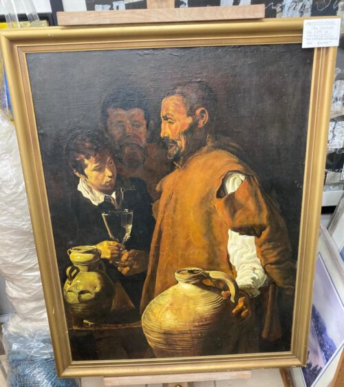 Professional 19thc invited copy of Velazquez's 'The Waterseller of Seville' 1623