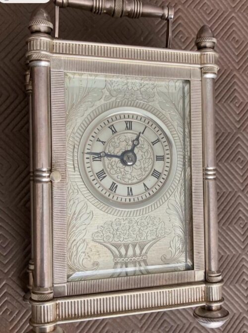 Rare Royal anniversary limited edition large carriage clock in sterling silver