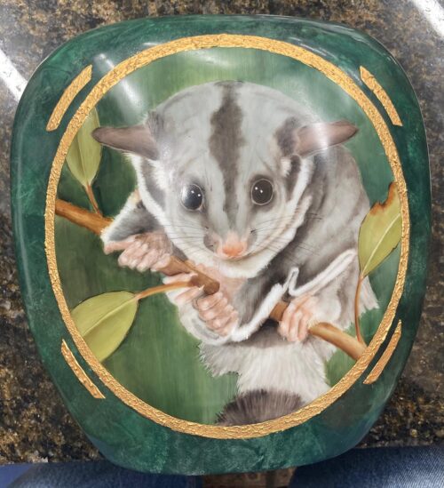 Sugar Glider hand painted vase by Trixie Emery