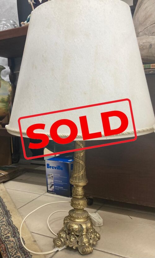 Pair neo-classical brass lamps and shades