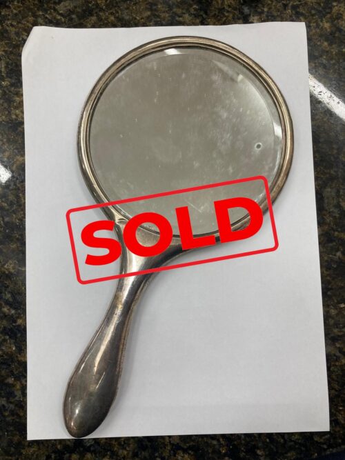 Sterling silver hand mirror with WWI patriotic inscription