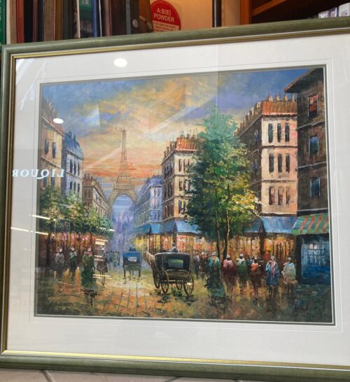 Original Paris scene under glass