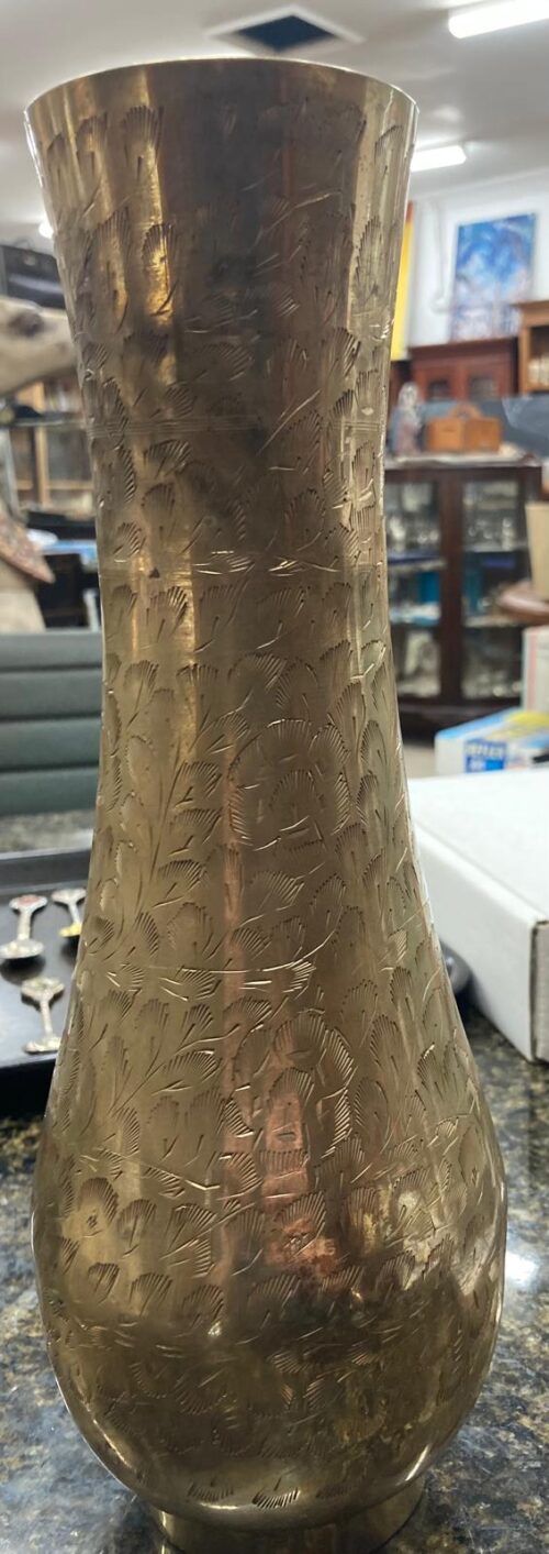 Tall Indian brass vase