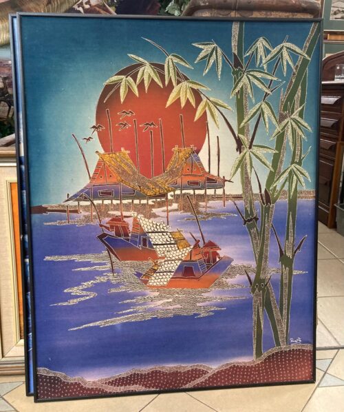 Framed Asian screen print