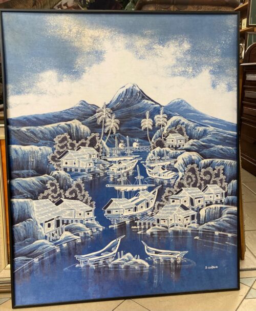 Framed Asian screen print