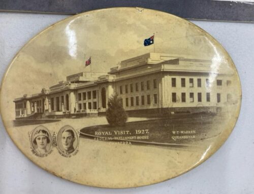 Tinplate photo of 1927 Royal Visit to Canberra